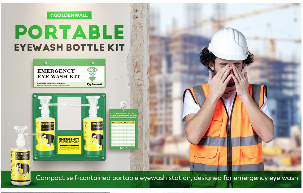 CGOLDENWALL Upgraded Portable Eye Wash Station OSHA Approved Emergency Eye Wash Kit