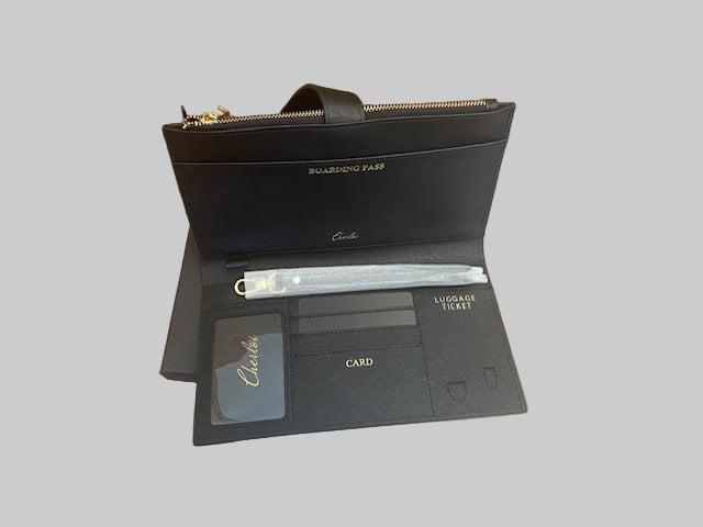 Cherloi Saffiano Leather Travel Wallet RFID Protected