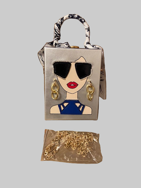 Purse with Chain- Silver/Gold