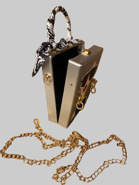 Purse with Chain- Silver/Gold