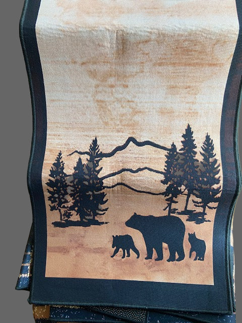 Mountain Bear with Cubs Area Rug and Runner