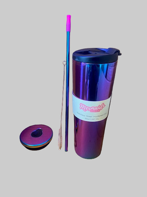 Mermaid Straw 30oz Stainless Steel Cup