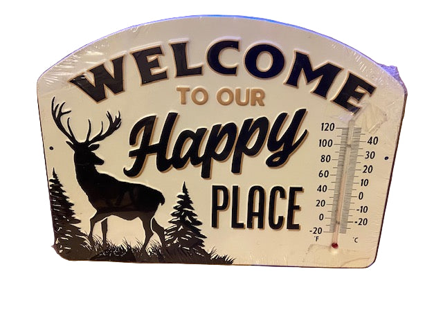 Open Road Brands Welcome to Our Happy Place Metal Wall Thermometer