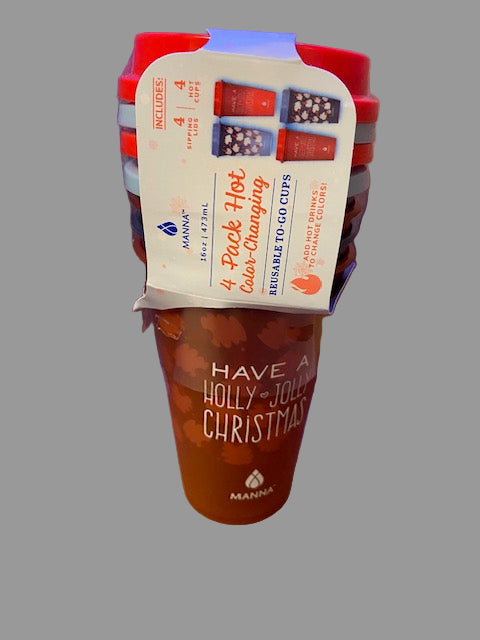 Manna 16oz Color Changing Reusable Cup Set for Hot Liquids - 4-Piece