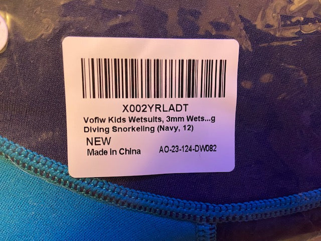 Vofiw Kids Wetsuit Full-Length Neoprene SIZE 12