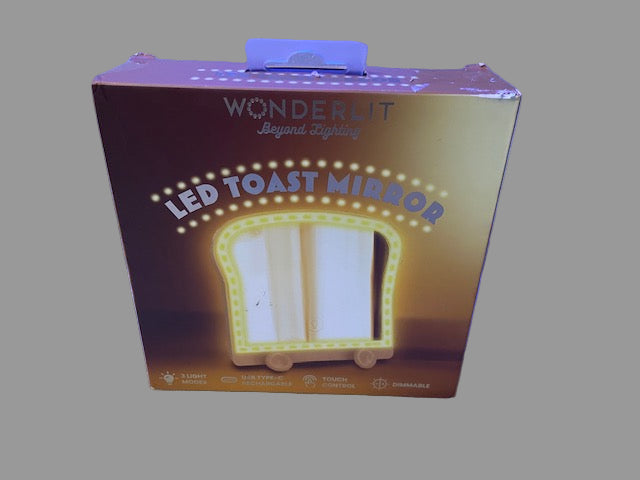 Wonderlit LED TOAST Mirror - 3 Light Modes/Wall Mount/Phone Stand 6"