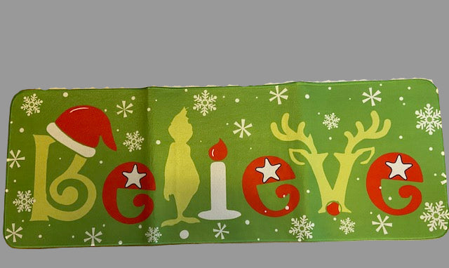 Set-of-2 Grinch Christmas Floor Mats, Non-Slip Soft Washable, Holiday Decor