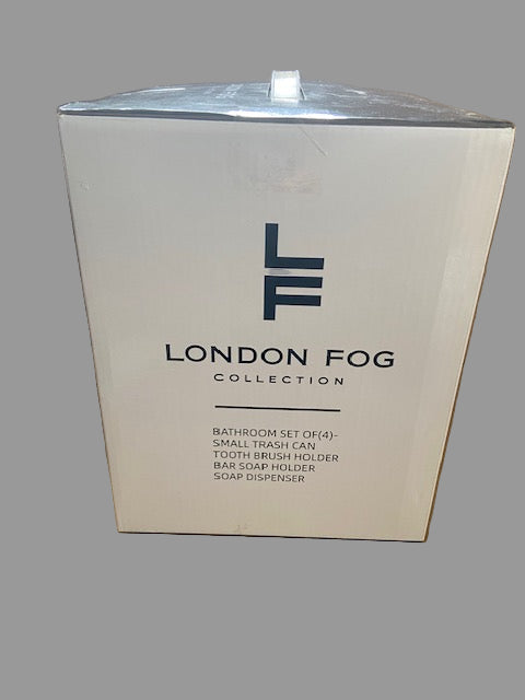 London Fog Collection Bathroom Set, (trashcan, tooth brush holder, bar soap holder and soap dispenser)
