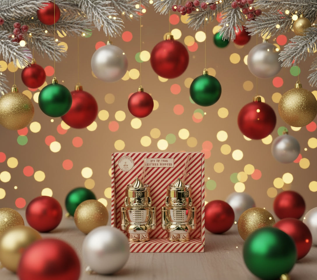 Peppermint & Pine Metallic Nutcracker Holiday Sipper Set of 2