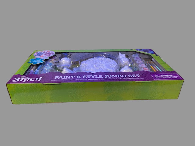 Disney Stitch DIY Paint Your Own Figurines Arts and Crafts Set for Kids, Jumbo Figurines, Paint, Paint Brush, Glitter, and Gem Adhesives