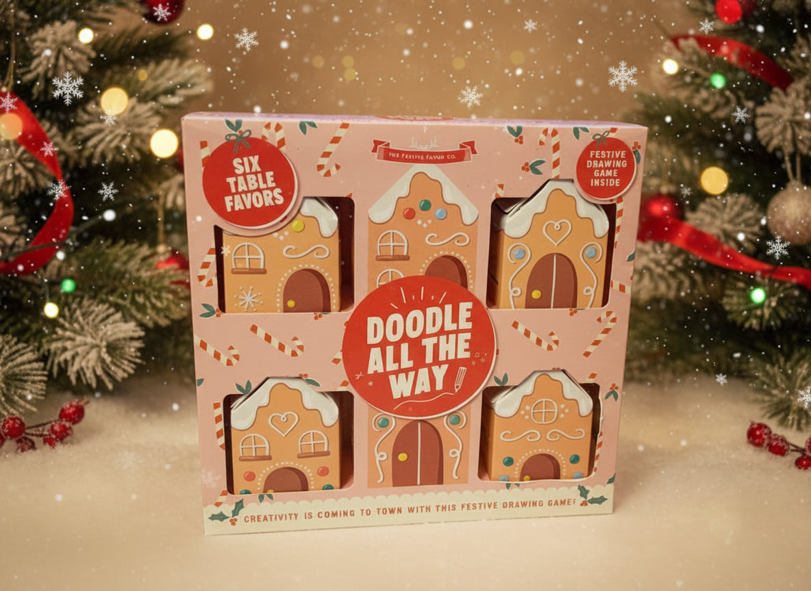 Doodle All The Way Six Table Favors Gingerbread Houses Festive Drawing Game