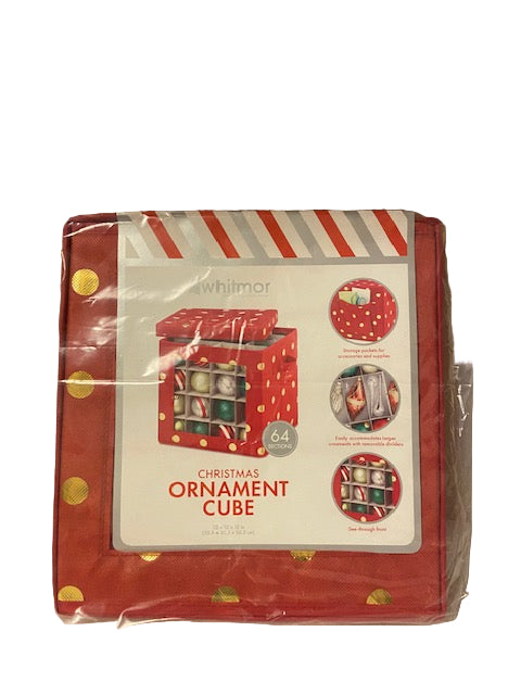 Whitmor Christmas Ornament Cube 64 Individual Sections 12x12x12