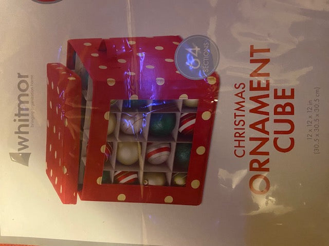 Whitmor Christmas Ornament Cube 64 Individual Sections 12x12x12