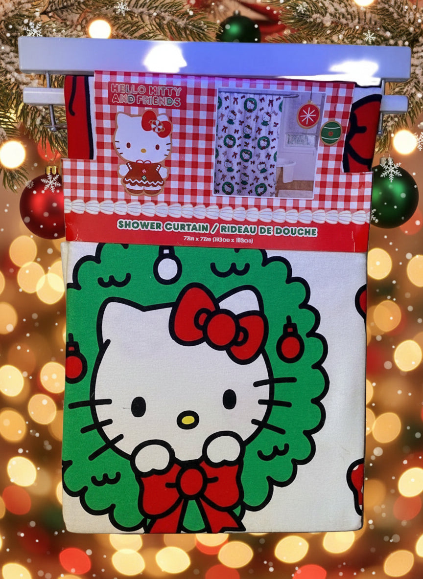 Hello Kitty Christmas Bathroom Shower Curtain