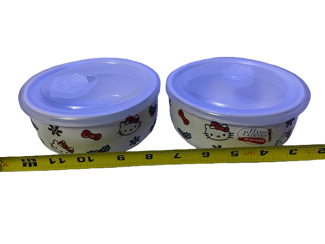 Hello Kitty Bowl w/ lid - Christmas- set of 2