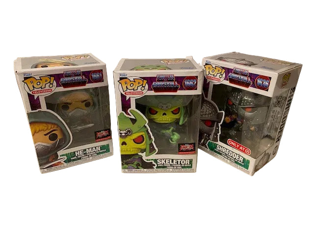 Funko Pop- Turtles of GraySkull- Shredder 1636, He-Man 1661, and Skeletor 1662,