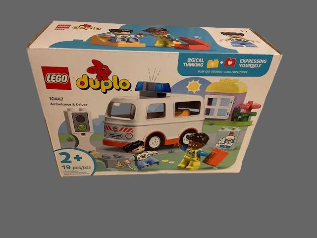 LEGO DUPLO Town Ambulance & Driver Building Toy Playset 10447- Preschool Learning and Educational Ambulance Toy