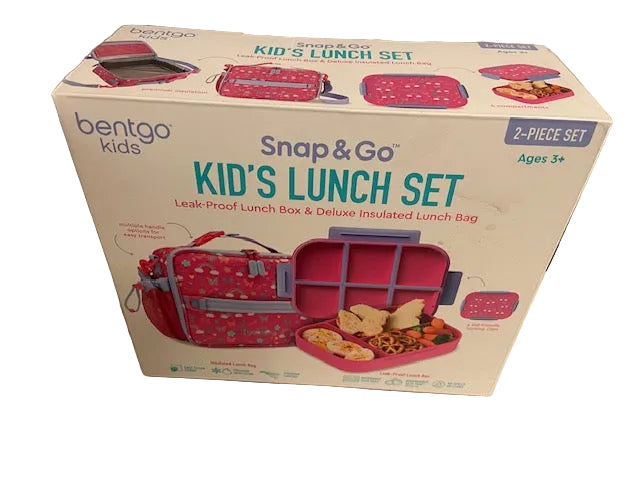 Bentgo 2-Piece Kids Snap & Go Lunch Set: Leak-Proof Lunch Box & Deluxe Insulated Lunch Bag