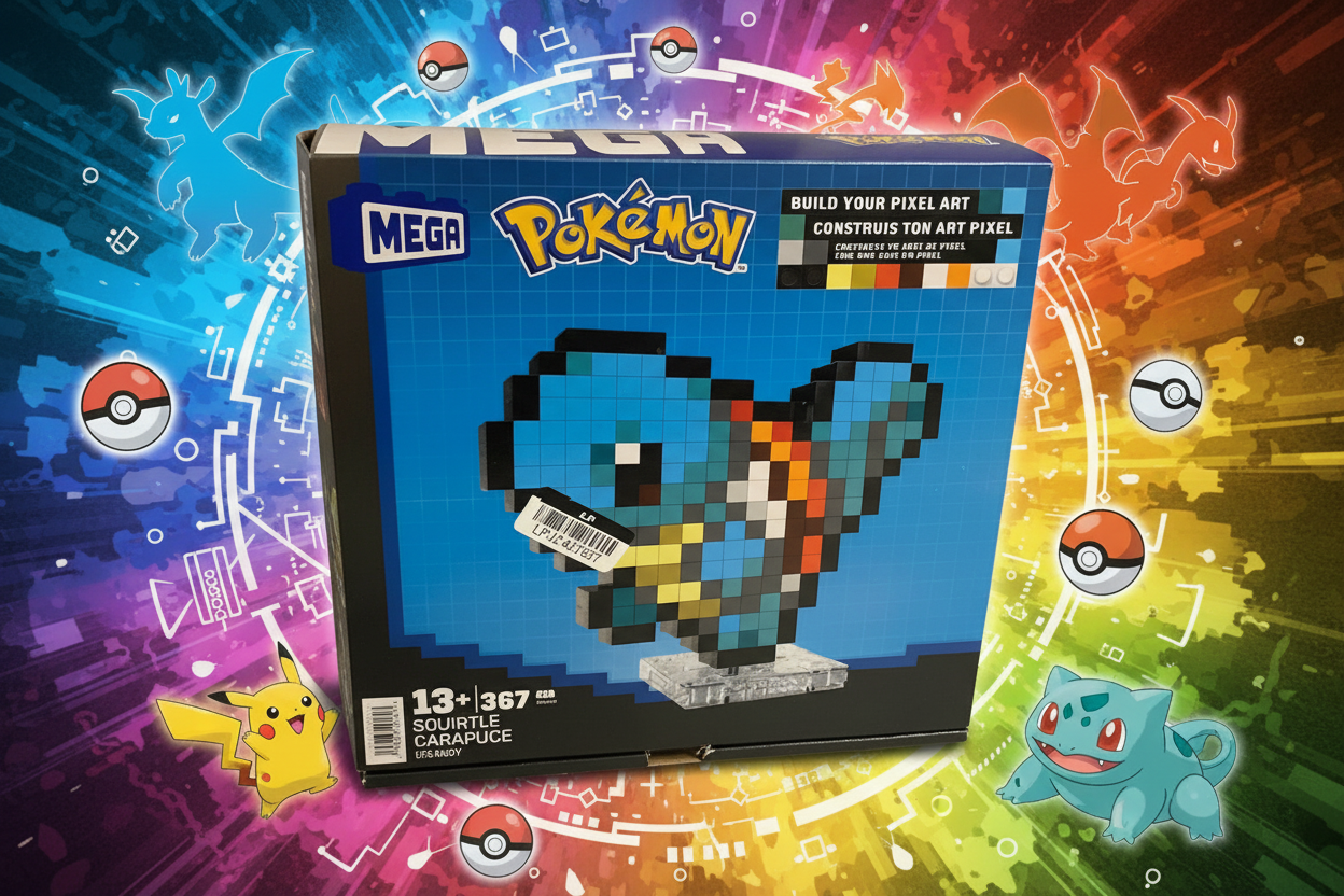 MEGA Pokémon Action Figure Building Set, Squirtle Pixel, Retro Squirtle, 367 Pieces