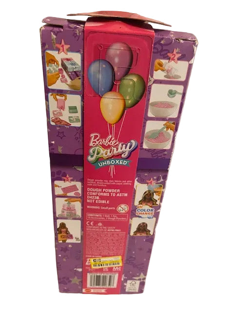 Barbie Party Unboxed Pet Birthday Series Doll & Accessories, Shimmerin’ Hearts Set with 10 Surprises