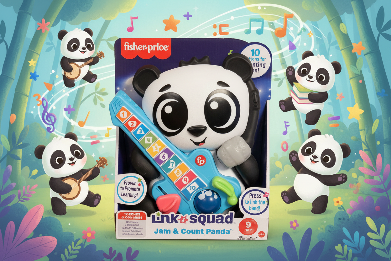 Fisher-Price Link Squad Jam & Count Panda Baby Learning Toy with Music & Lights