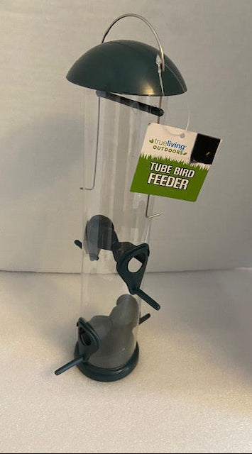 Bamboo Bird Feeder (set of 2)  and plastic 12 inch tube feeder.