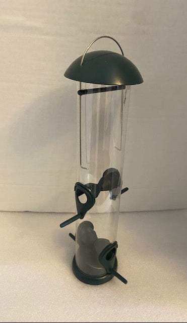Bamboo Bird Feeder (set of 2)  and plastic 12 inch tube feeder.