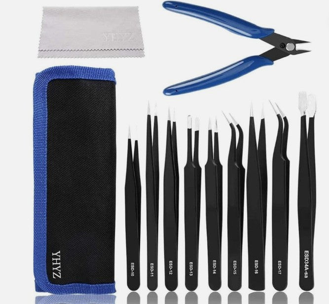 Precision ESD Tweezers & 170 Micro Cutter Anti-Static Version (9CS+170 cutter)