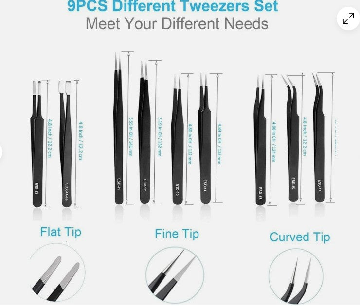 Precision ESD Tweezers & 170 Micro Cutter Anti-Static Version (9CS+170 cutter)