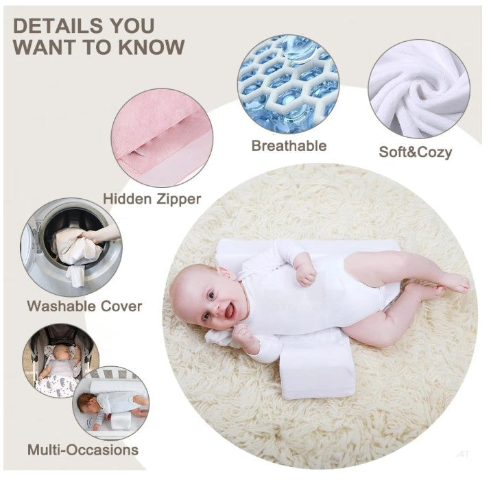 Baby Side Sleeper Wedge Removable Washable Breathable and Adjustable Pillow