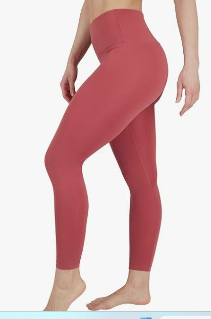 2 Pair Yogalicious High Waist Squat Proof Lux Ankle  Terracotta 25"