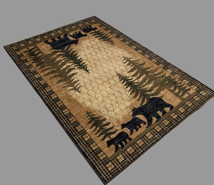Mountain Bear with Cubs Area Rug and Runner