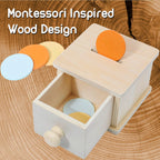Montessori Baby Set: Coin Box, Object Permanence Box 2.0 and Spinning Rainbow Drum
